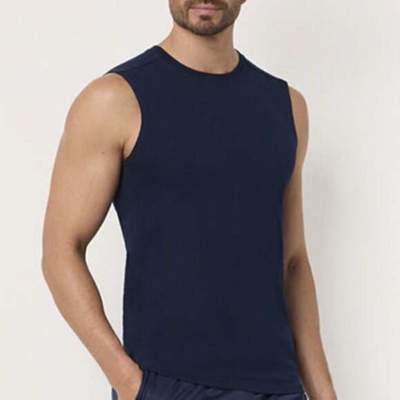 NWT Xersion Xtreme Mens Crew Neck Sleeveless Active Muscle Tank, Signature Navy - Picture 1 of 16